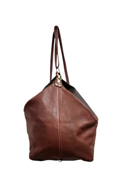 Isanti Italy Leather Backpack Brown Black Large Slouchy Minimalist Made In Italy - Picture 2 of 11